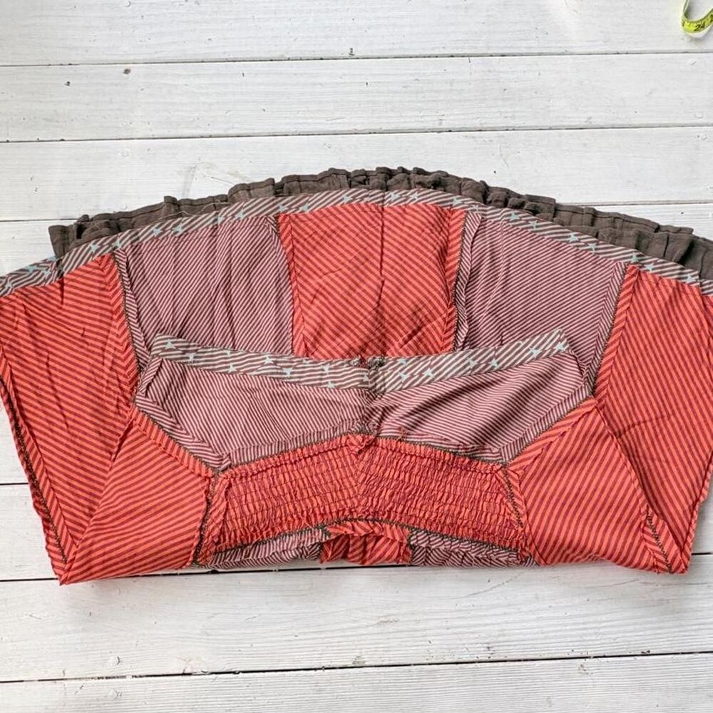 Whimsy y2k patchwork pink/brown/red midi skirt size 9